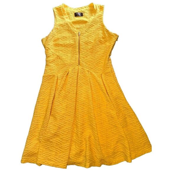 Guess Corrine Fit & Flare Dress Women’s Size 10 Buttercup Yellow Front Zip - Picture 1 of 5